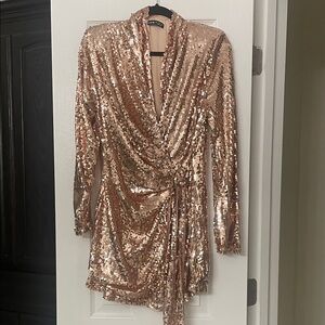 SHEIN Rose Gold Sequin Blazer/mini dress